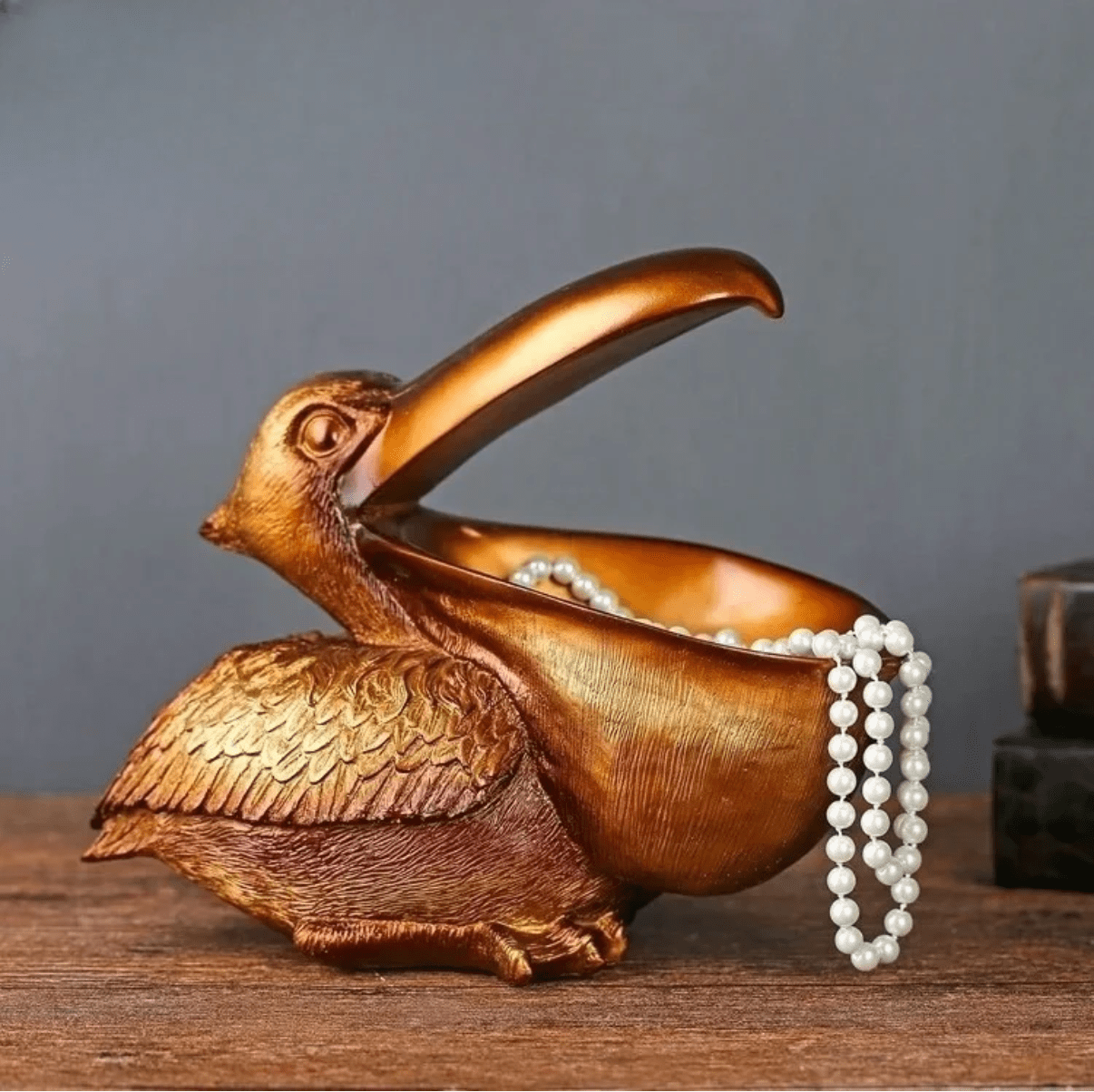 Luxury Pelican Key Holder Decorative Storage Ornament Gold