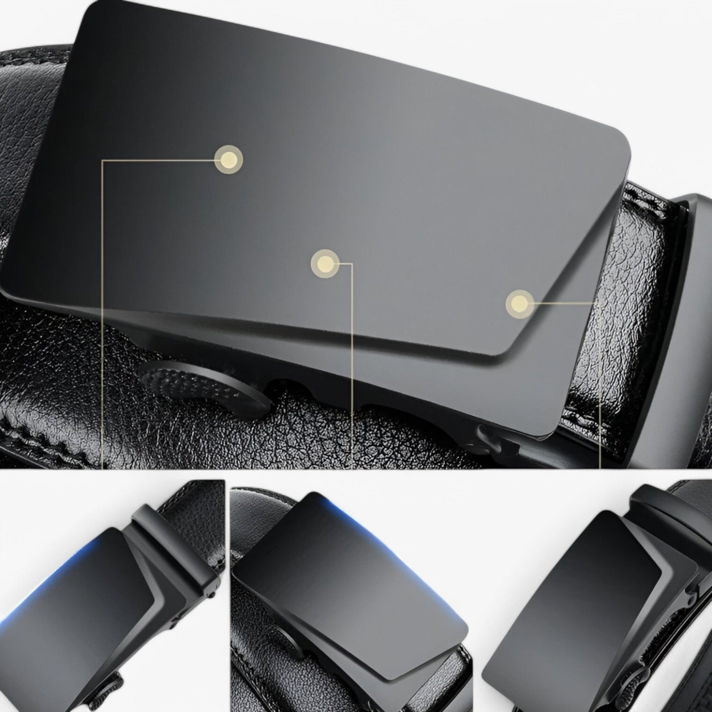 Mens Automatic Buckle Belt Black PU Leather Waist Belt