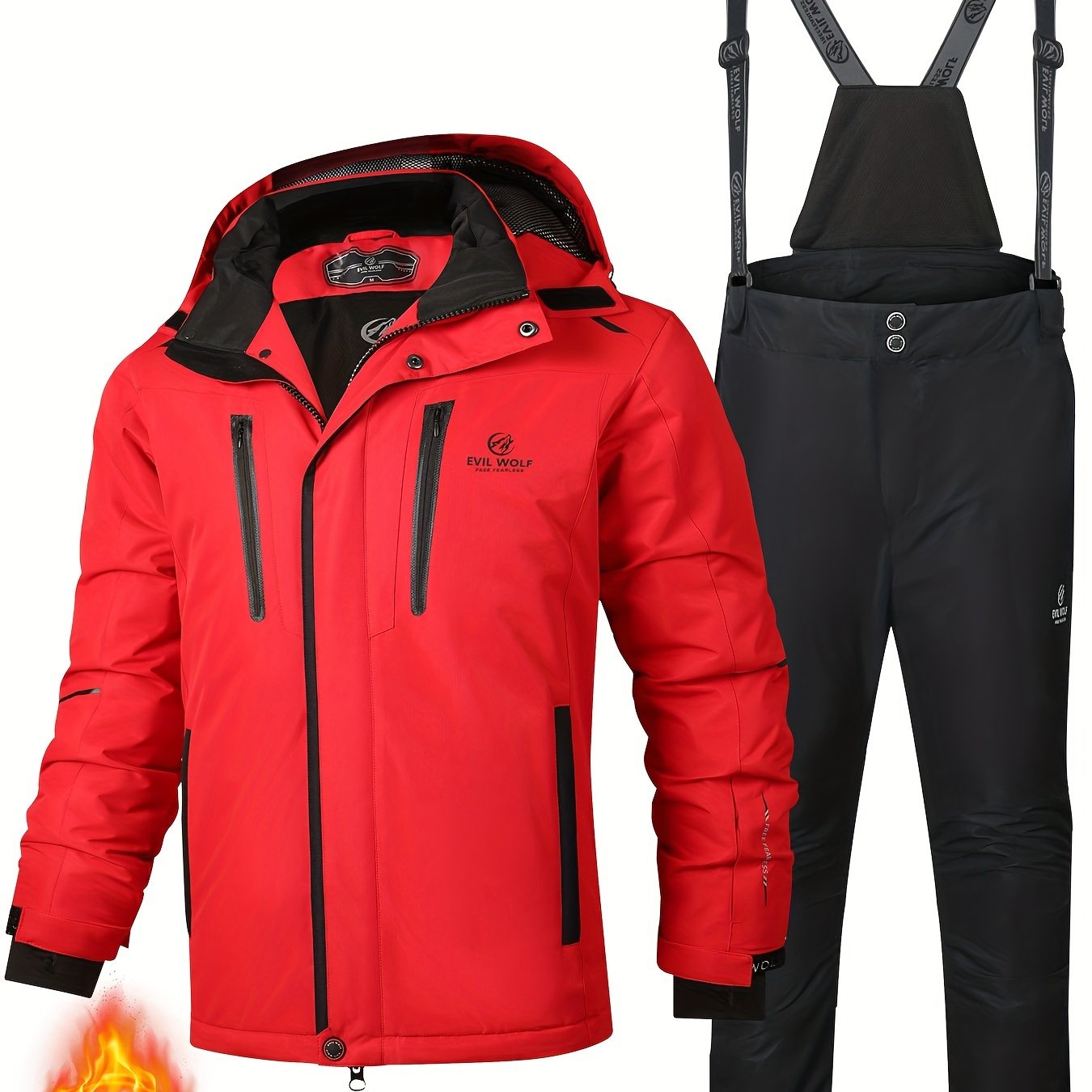Mens Insulated Ski Suit Waterproof Snowboarding Winter Snowsuit Set
