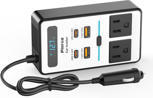 200W Car Power Inverter with USB-C Fast Charging Portable DC to AC Converter