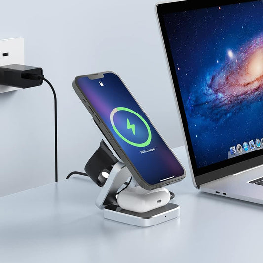 3 in 1 Wireless Charging Station Magnetic Foldable Charger Fast Charging Dock