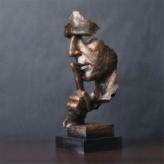 Abstract Face Sculpture Modern Home Decor Statue Gold Accent Ornament