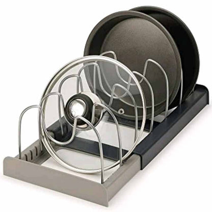 Adjustable Pot Rack Kitchen Organizer Space Saving Pan Holder
