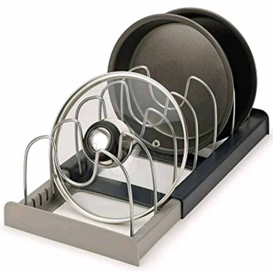 Adjustable Pot Rack Kitchen Organizer Space Saving Pan Holder