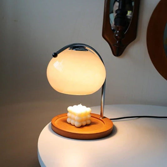 Alyssa Retro Glass Table Lamp with Candle Warmer Design