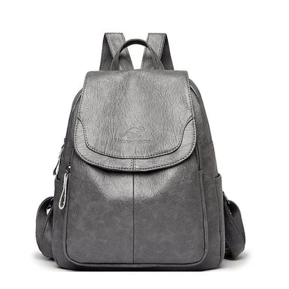 Anti Theft Leather Backpack Womens Secure Travel School Bag