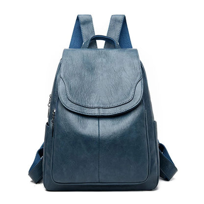 Anti Theft Leather Backpack Womens Secure Travel School Bag