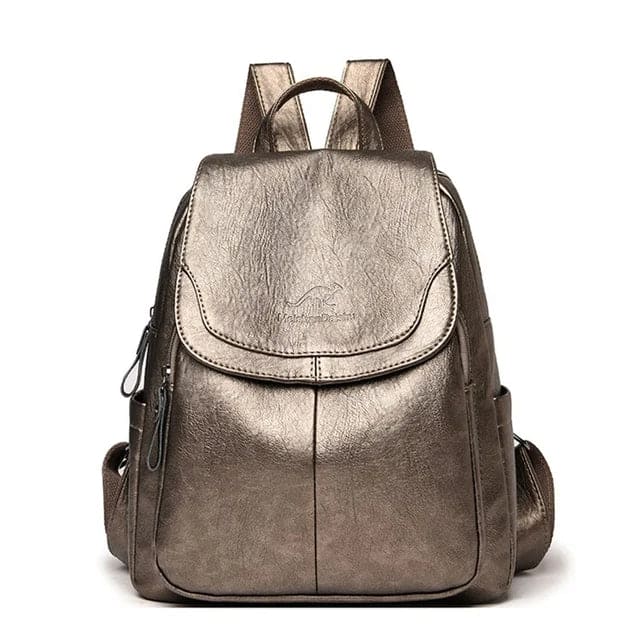 Anti Theft Leather Backpack Womens Secure Travel School Bag