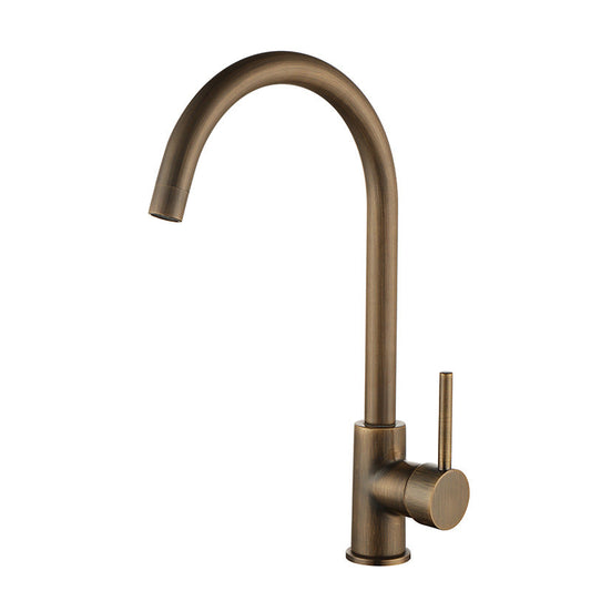 Antique Brass Kitchen Faucet Single Handle Swivel Tap