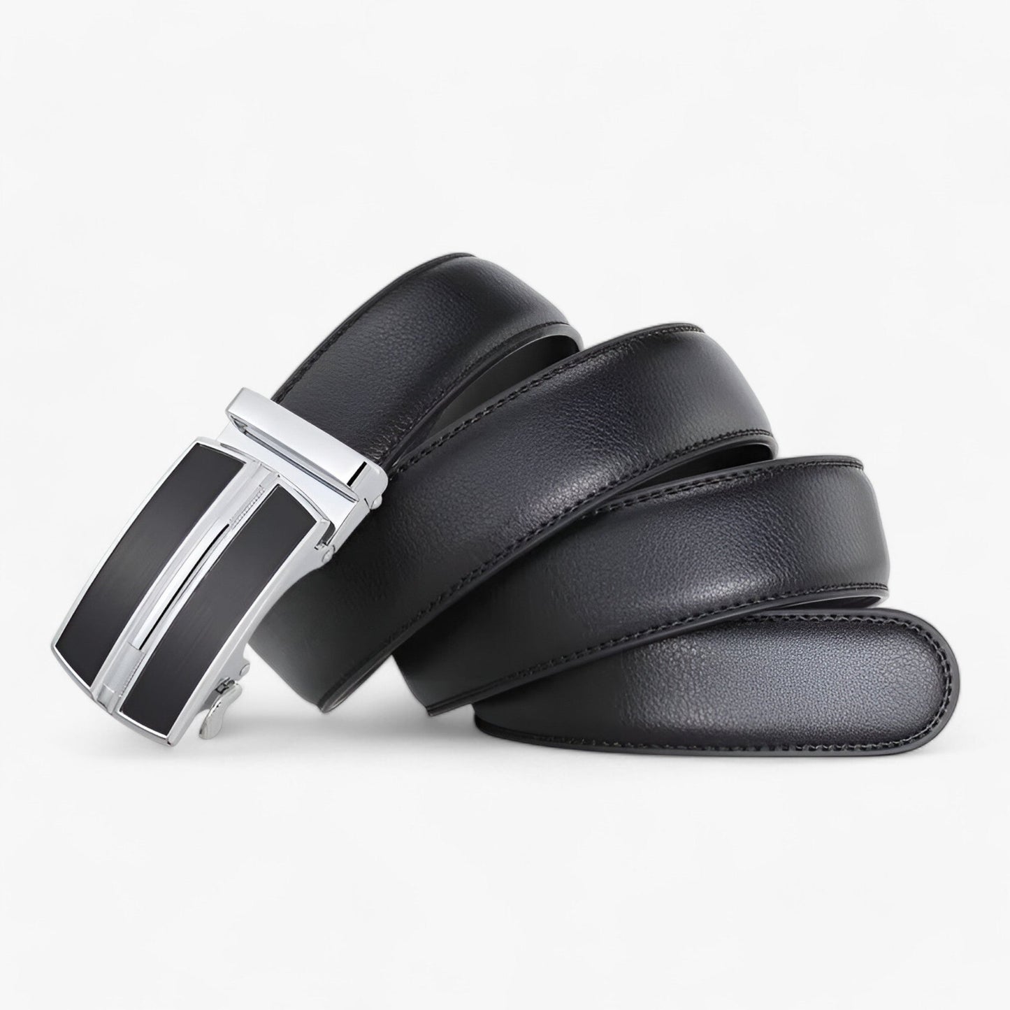 Automatic Buckle Genuine Leather Belt Mens Elegant Business Waist Strap