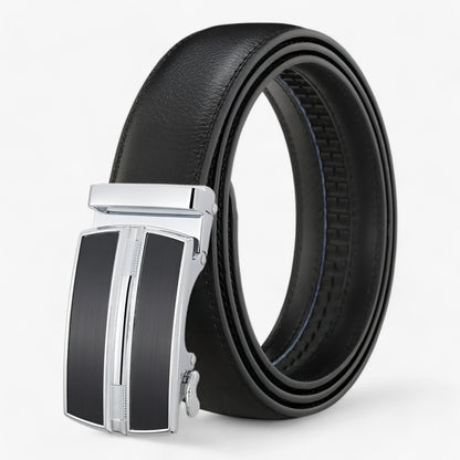Automatic Buckle Genuine Leather Belt Mens Elegant Business Waist Strap