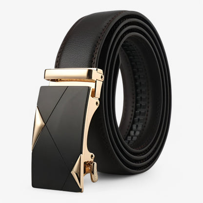 Automatic Buckle Leather Belt Mens Business Casual Waist Strap