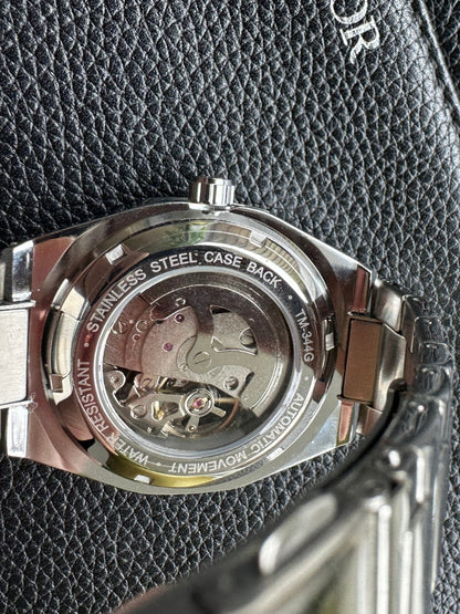 Automatic Mens Watch Stainless Steel Waterproof Skeleton Wristwatch