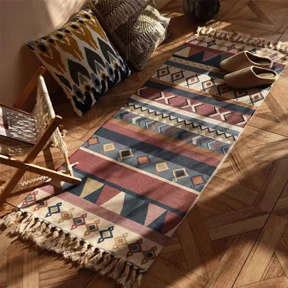 Bohemian Vintage Plaid Area Rug for Living Room