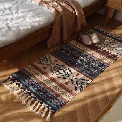 Bohemian Vintage Plaid Area Rug for Living Room