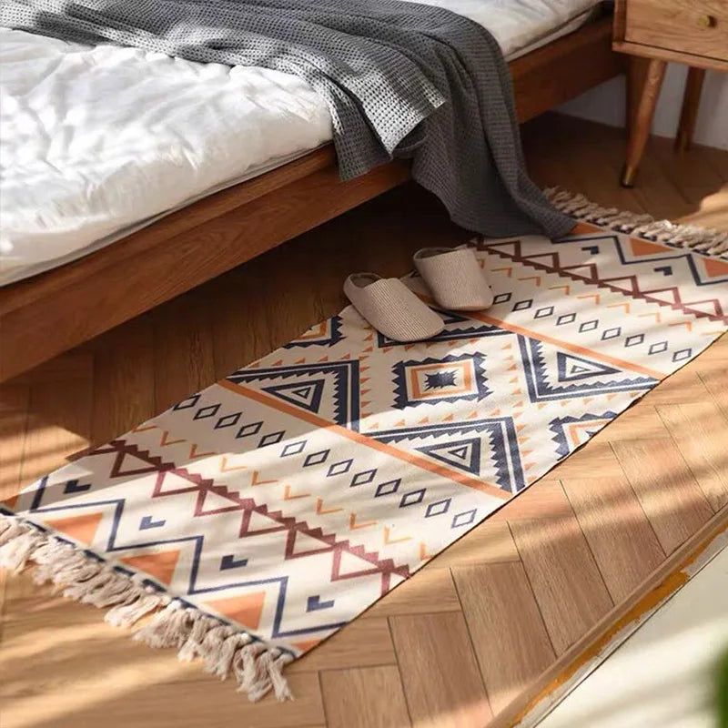 Bohemian Vintage Plaid Area Rug for Living Room