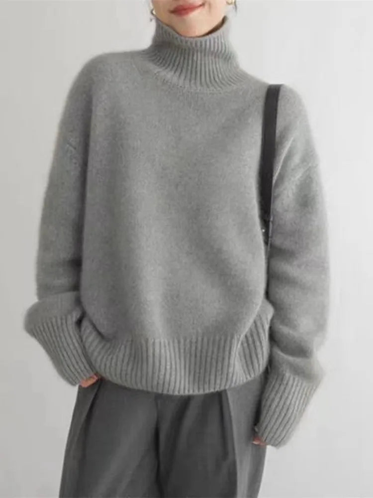 Cashmere Turtleneck Sweater Soft Lightweight Womens Knit Pullover