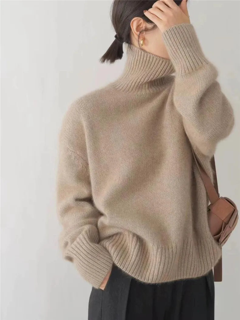 Cashmere Turtleneck Sweater Soft Lightweight Womens Knit Pullover
