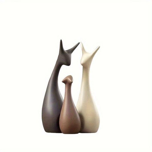 Ceramic Deer Figurine Set Luxury Minimalist Home Decor Sculpture