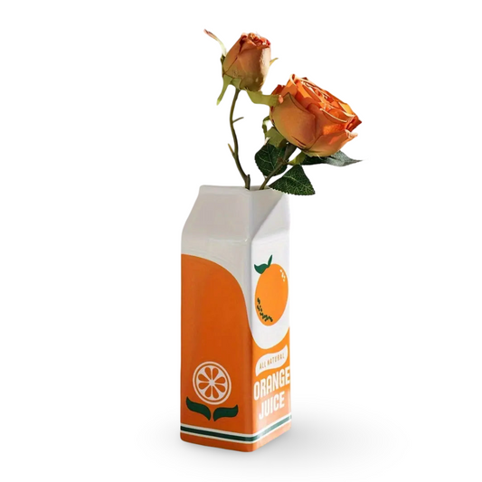 Citrus Juice Box Ceramic Vase Modern Decorative Flower Vase Artistic Home Table Decor