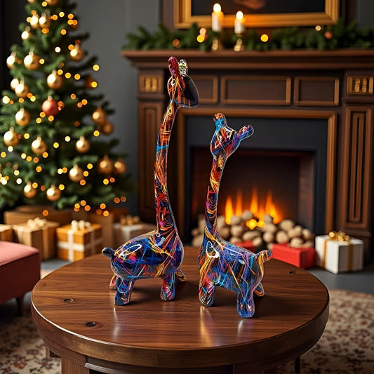 Colorful Giraffe Figurine Modern Resin Animal Décor