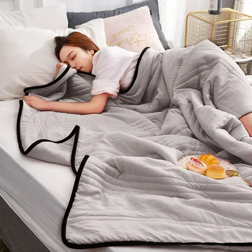 Cooling Summer Blanket Breathable Lightweight Cotton Bamboo Throw