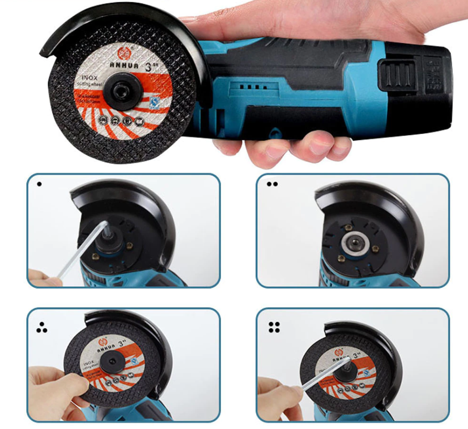 Cordless Angle Grinder Power Tool 19500RPM Portable Cutting Polishing Grinding Machine