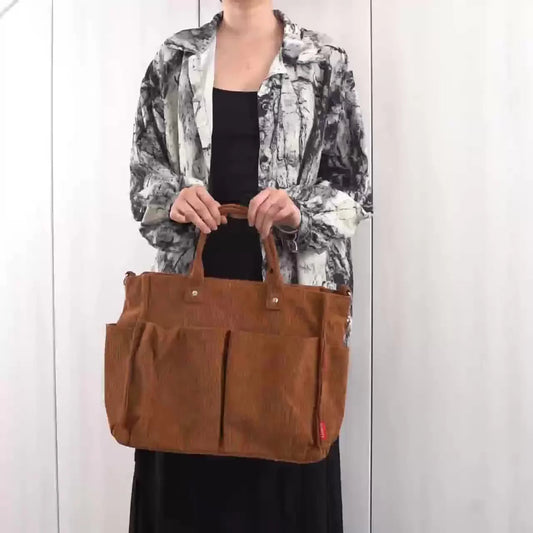 Corduroy Tote Bag Womens Shoulder Bag Large Capacity Crossbody Handbag