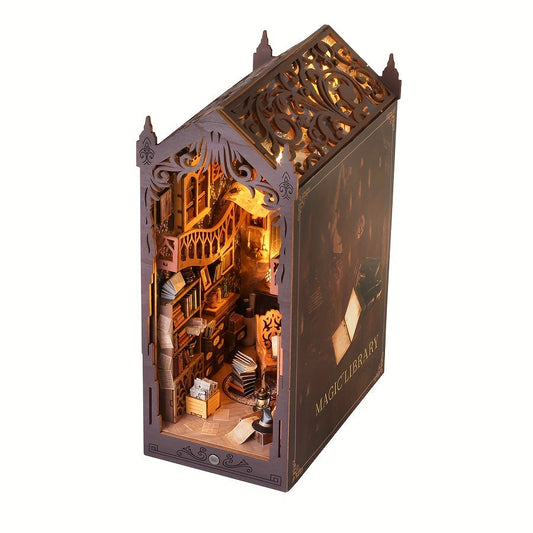 DIY Miniature Book House Kit Wooden 3D Puzzle Model Building Set