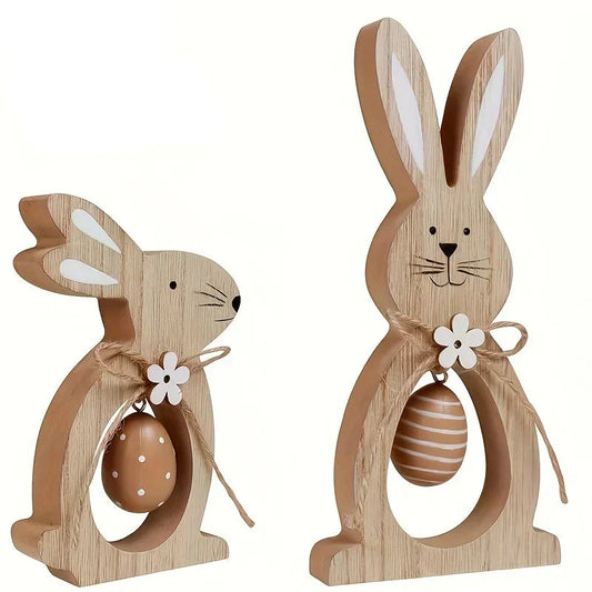 Easter Bunny Table Decor Wooden Ornament Set