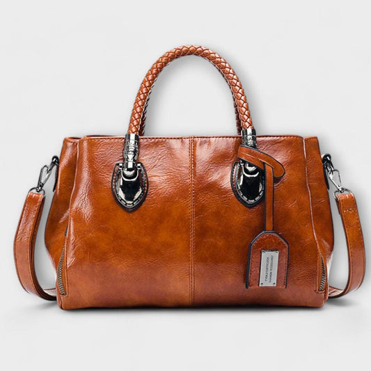 Elegant Leather Duffle Handbag Large Capacity Travel Work Tote Bag