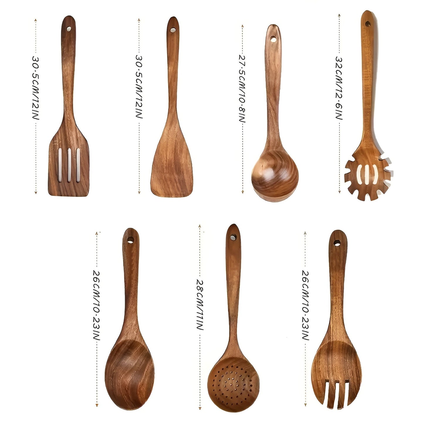 7-Piece Wooden Kitchen Utensil Set for Pots, Pans & Everyday Cooking