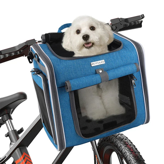 Expandable Pet Bike Basket Small Dog Cat Carrier Bicycle Front Bag