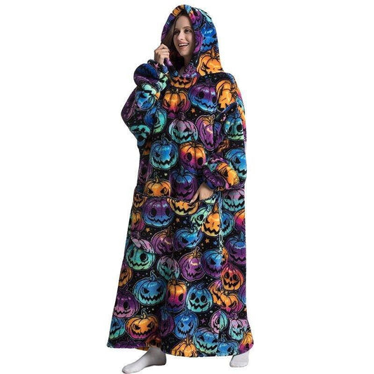 Extra Long Oversized Hoodie Blanket Sherpa Fleece Wearable Blanket