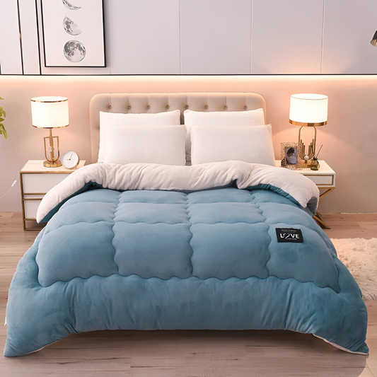 Faux Lamb Wool Winter Duvet Cover Soft Warm Bedding Set