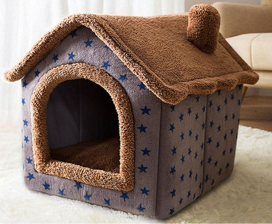 Fluffy Pet Sleeping House Warm Plush Indoor Cat Bed Cozy Small Dog Cave Bed Soft Kennel