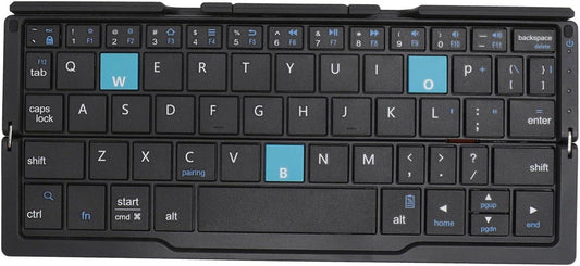Foldable Bluetooth Keyboard with Stand for Travel and Work