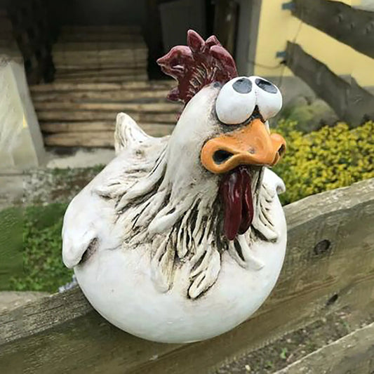 Funny Chicken Garden Statue Weather Resistant Resin Yard Decor
