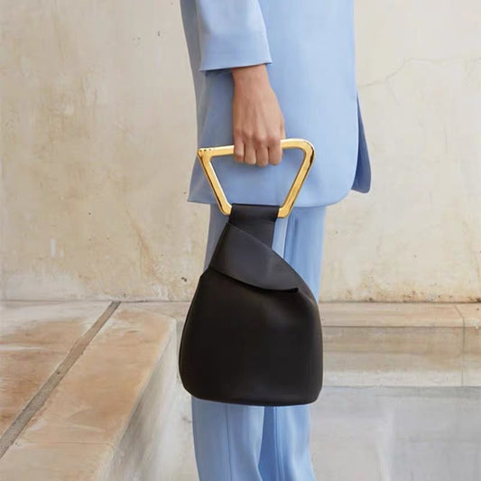 Geometric Handle Tote Bag Modern Minimalist Women Handbag