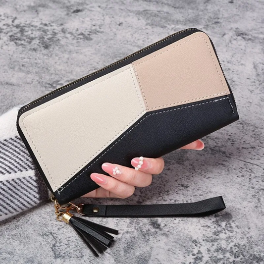 Geometric Long Wallet Large Capacity Wristlet Purse for Everyday Organization