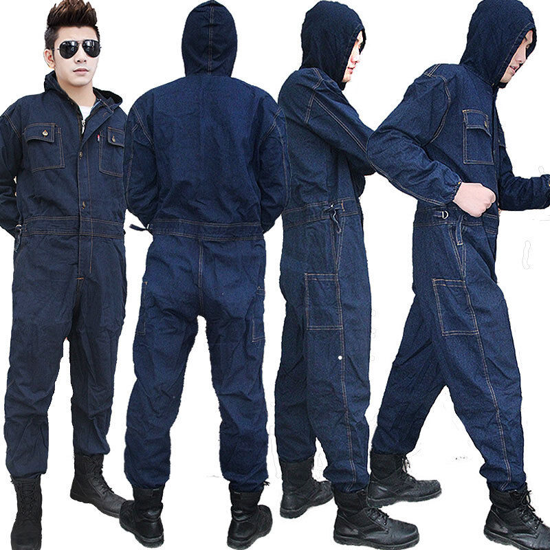 Heavy Duty Denim Work Overalls Durable Workwear Coveralls Adjustable Fit