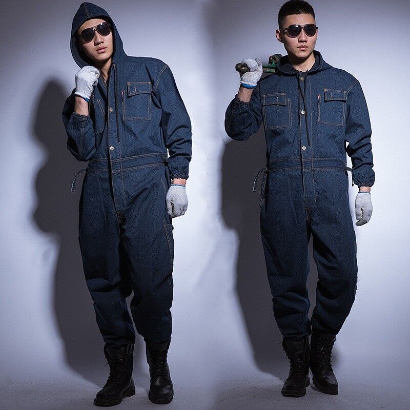Heavy Duty Denim Work Overalls Durable Workwear Coveralls Adjustable Fit