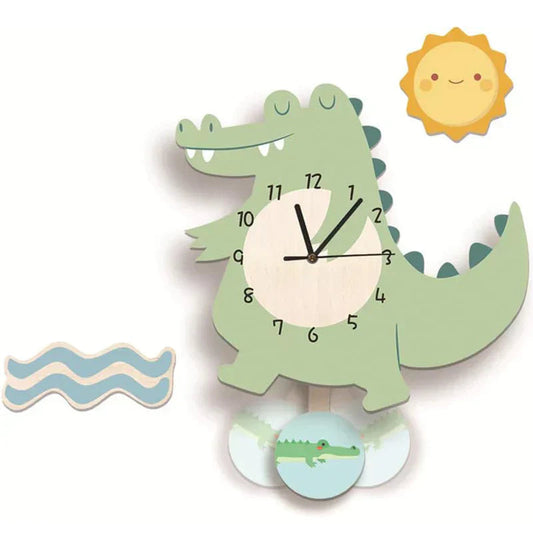 Kids Animal Wall Clock Educational Pendulum Room Decor