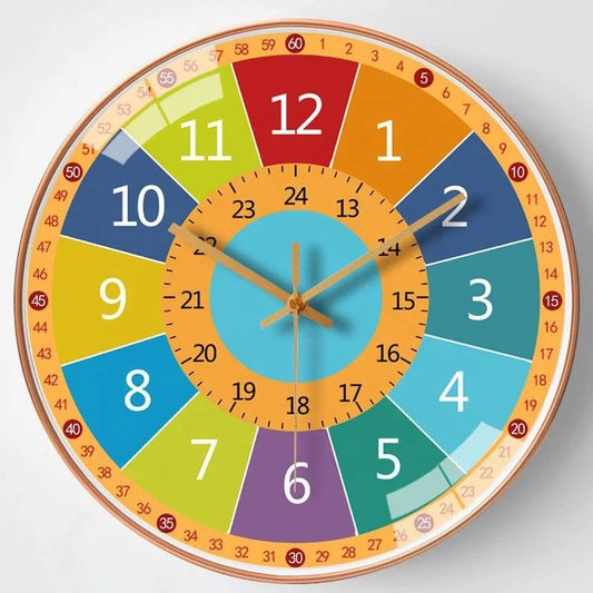 Kids Educational Learning Clock Colorful Wall Time Teaching Tool