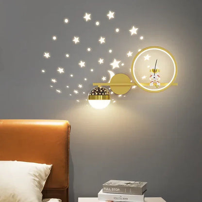 Kids Wall Lamp Soft Warm LED Night Light Childrens Bedroom Wall Light Decorative
