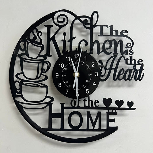 Kitchen Wall Clock Decorative Coffee Theme LED Light Home Decor