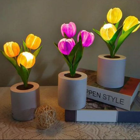 LED Tulip Flower Lamp Warm Light Decorative Table Lamp