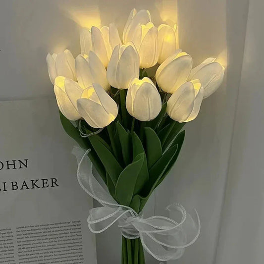LED Tulip Flower Night Lamp Decorative Portable Table Light