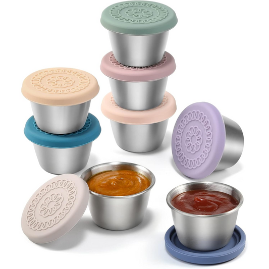 Leakproof Stainless Steel Sauce Containers 6-Pack for Dressings, Dips, and Condiments