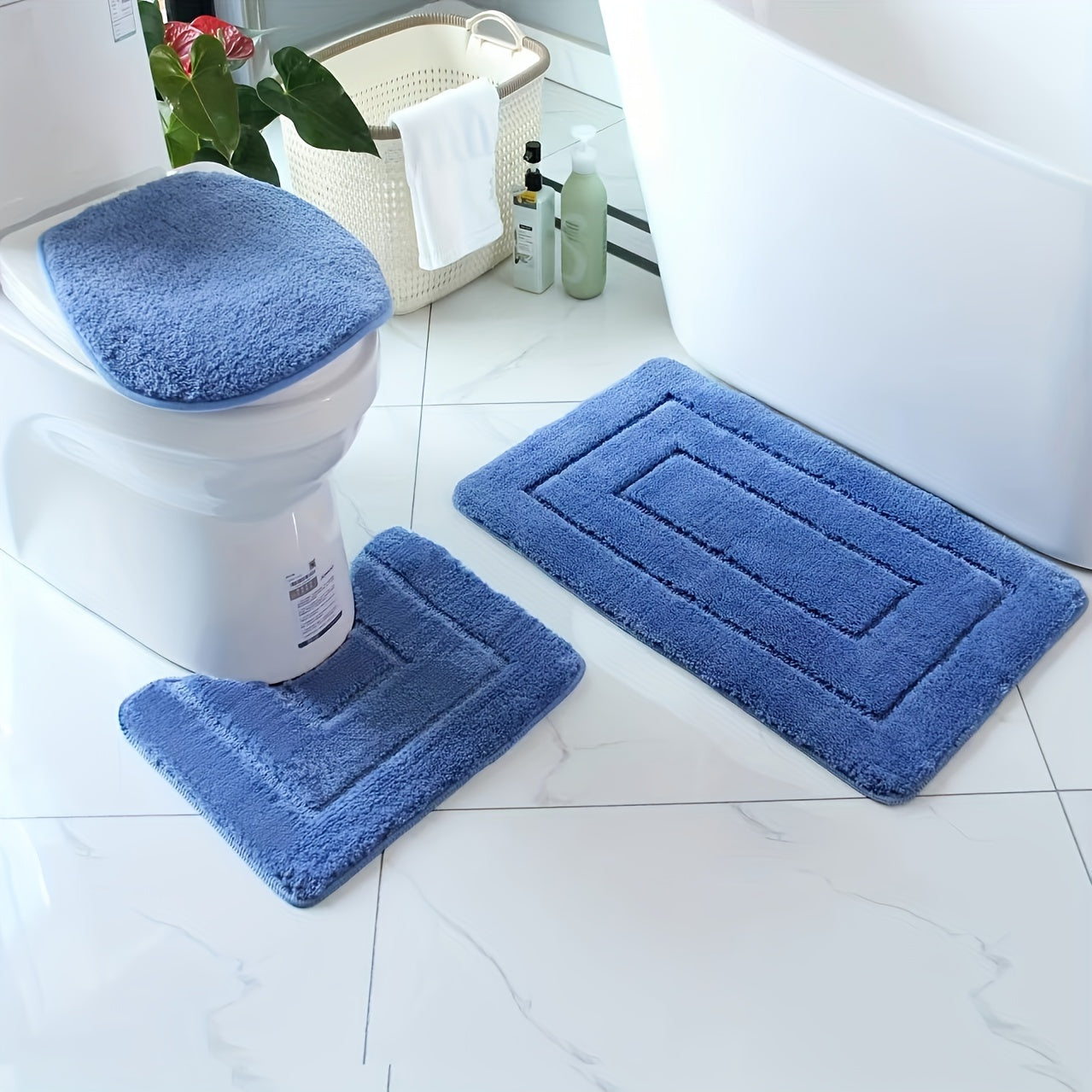 Luxury Bathroom Mat Set Soft Quick Dry Non Slip Bath Rugs